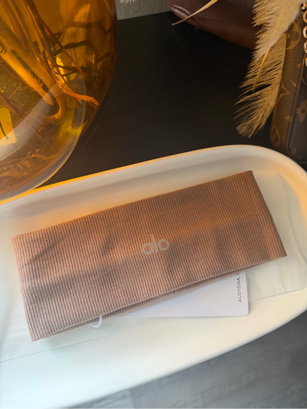Yoga Ribbed Headband - light brown taupe